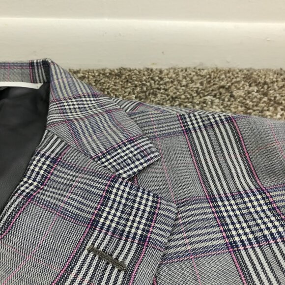 NWT Oxxford Clothes Sport Coat Super 110s Wool Glen Plaid Blue Pink 40R - Picture 3 of 15